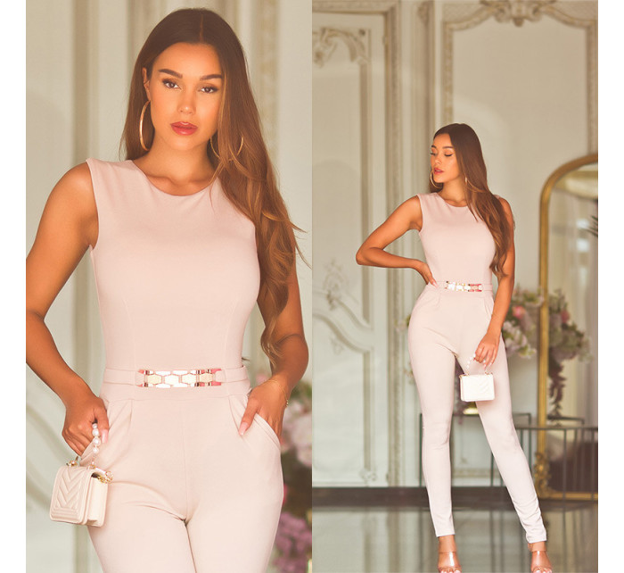 Sexy jumpsuit with golden buckle