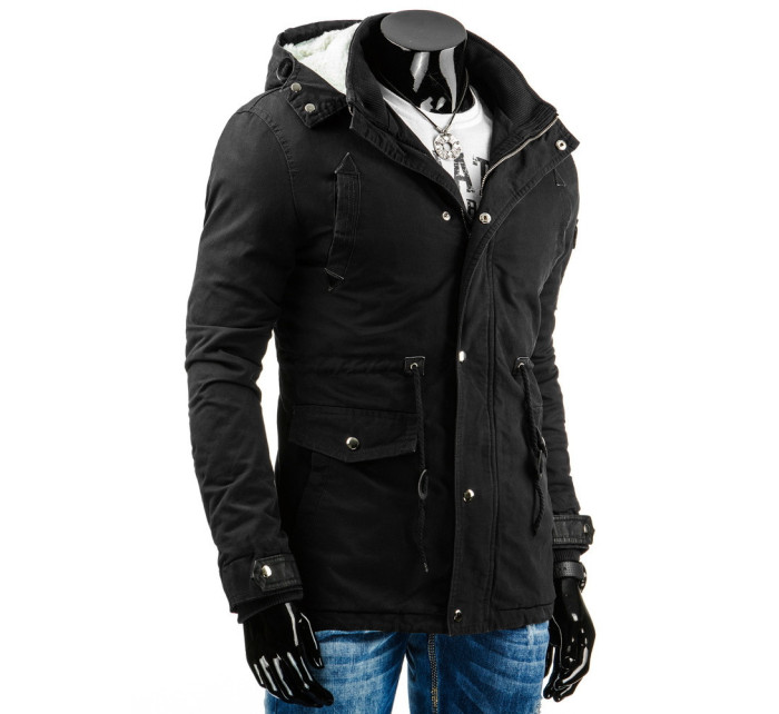 Pánska prešívaná zimná bunda s odnímateľnou kapucňou čierna - Čierna / XXL - DSTREET