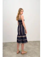 Dámské šaty model 20324203 Tmavě modrá s béžovou vzor - Vamp