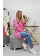 Dámska predĺžená mikina s kapucňou 9116 Pink - K-Fashion