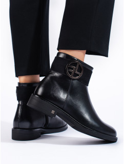 Trendy dámské černé  kotníčkové boty na plochém podpatku