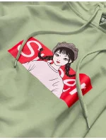 Zelená dámska športová mikina s kapucňou (N4596)