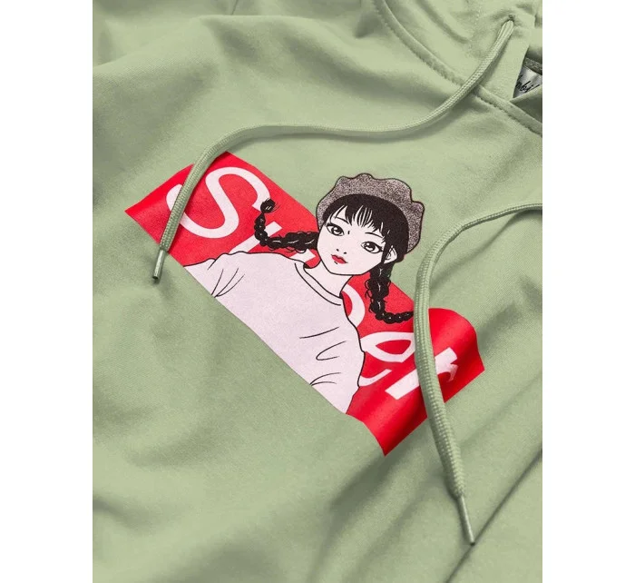 Zelená dámska športová mikina s kapucňou (N4596)