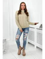 Sveter nasadený cez hlavu svetlo béžová