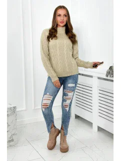 Sveter nasadený cez hlavu svetlo béžová