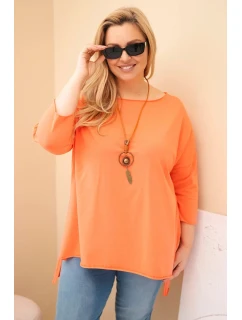 Dámske bavlnené Plus veľkosť asymetrické blúzka s náhrdelníkom marhuľová