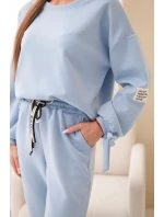 Dámska súprava z maslovej viskózy s kravatami modrá