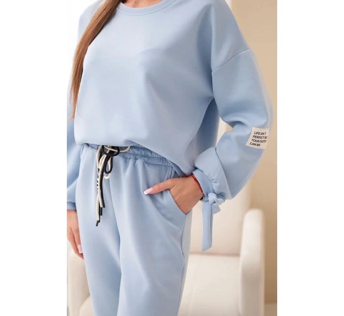 Dámska súprava z maslovej viskózy s kravatami modrá