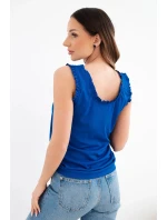 Dámská halenka z viskózy s volánkem u výstřihu chrpová