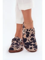 Zamszowe Półbuty Barefoot Damskie Z Klamrą Łaty Zazoo N1261 Brązowo-Beżowe