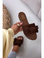 Dámské ploché sandály s mašlí Hnědé model 21937432 - Boto