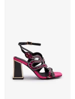 Dámske zdobené sandále na vysokom podpätku D&A Black Dámske zdobené sandále na vysokom podpätku D&A Black