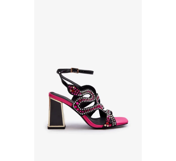 Dámske zdobené sandále na vysokom podpätku D&A Black Dámske zdobené sandále na vysokom podpätku D&A Black
