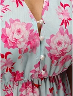 Dámske midi šaty s kvetinovým vzorom modré FashionStreet EY2659 Dámske midi šaty s kvetinovým vzorom modré FashionStreet EY2659