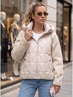 Kurtka damska zimowa pikowana z kapturem beżowa model 22350687 - FashionStreet