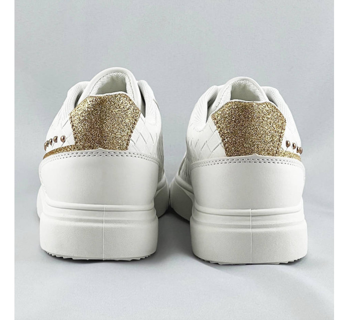 Bielo-zlaté šnurovacie dámske sneakersy (RC-03)
