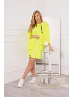 Šaty s kapucí žluté neonové
