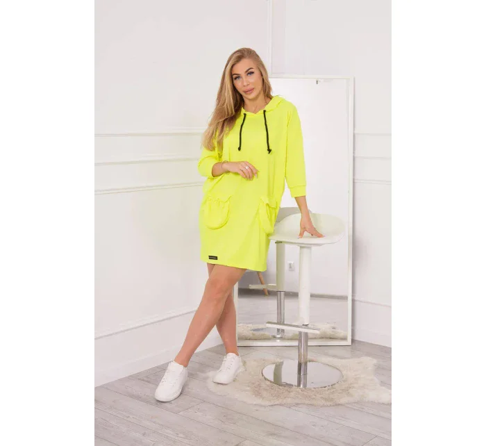Šaty s kapucí žluté neonové