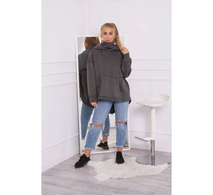 Zateplená mikina se zipem na zádech grafitová