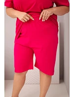Dámsky bavlnený set s blúzkou a šortkami v nadmernej veľkosti Fuchsia