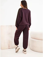 Dámská souprava z viskózy sportovní s dlouhým rukávem a model 22401367 kalhotami švestkový - K-Fashion