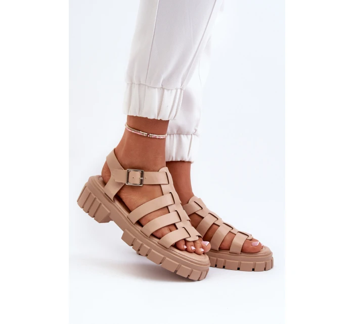 Sandały Rzymianki Damskie Beżowe Rosarose