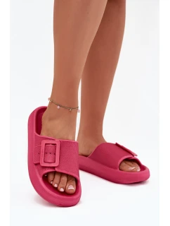 Klapki Damskie Piankowe Na Platformie Z Klamrą Big Star RR274A583 Fuksja