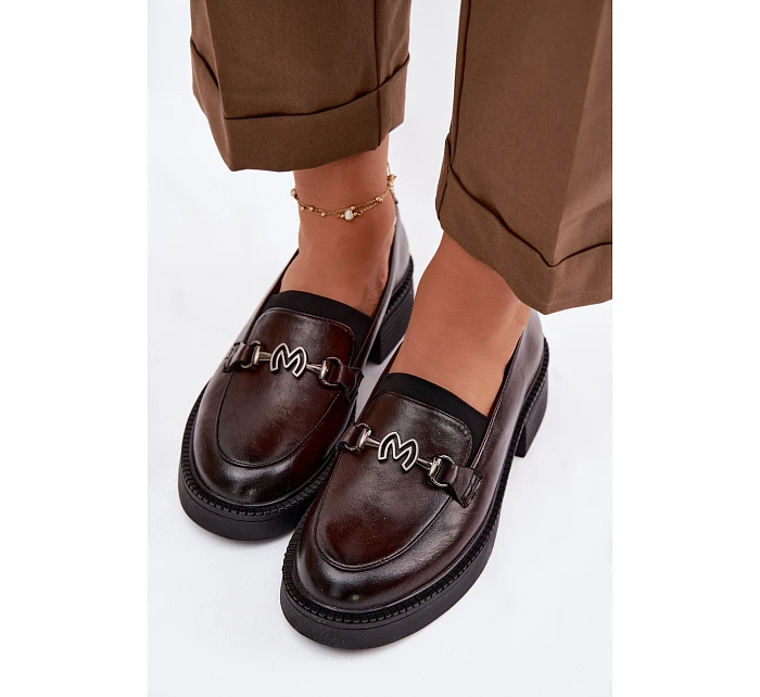 Kožené dámské mokasiny s ozdobným detailem Vinceza 39985 Čokoládové