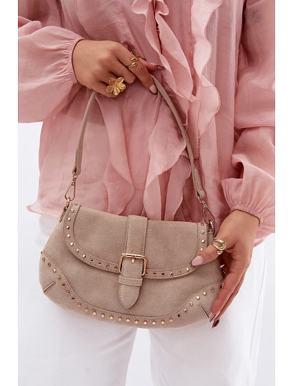 Eko semišová kabelka s přezkami světle béžová model 22111544 - Flora&Co Eko semišová kabelka s přezkami světle béžová model 22111544 - Flora&Co