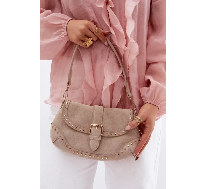 Eko semišová kabelka s přezkami světle béžová model 22111544 - Flora&Co