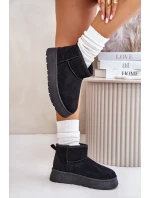Nízke dámske snežnice na platforme zateplené s kožušinou čierne Saldren