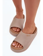 Dámske papuče na platforme Big Star - tmavo béžové