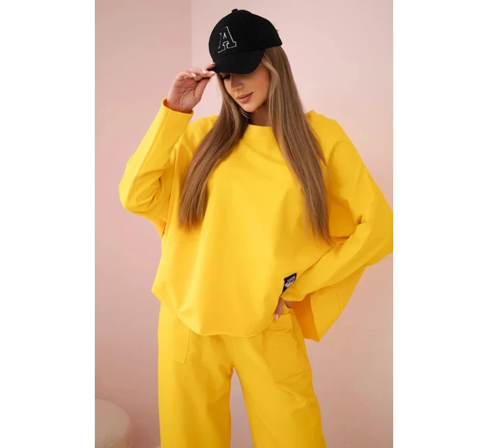 Bavlněná mikina kalhoty set tmavě žlutá Bavlněná mikina kalhoty set tmavě žlutá