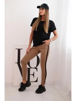 Dámska bavlnená súprava s tričkom a legínami s čiernym pásom