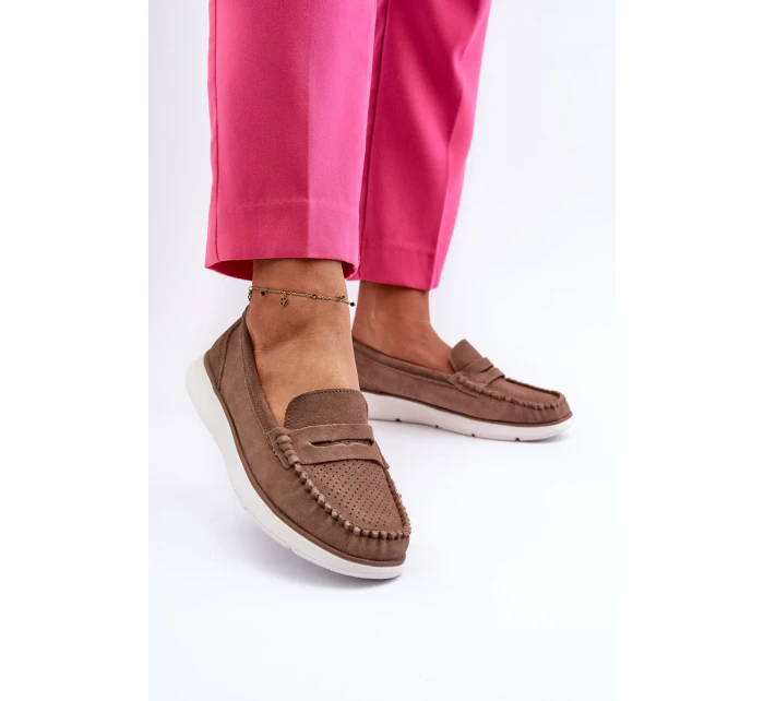 Sametové mokasíny na platformě hnědé model 21655649 - SERGIO LEONE