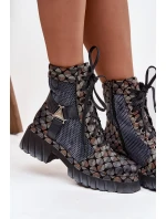 Skórzane Botki Workery Damskie Maciejka 07072-03 Multikolor