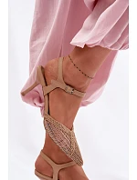 Idira Světle hnědé sandály s síťkou na jehle