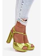Dámské sandály na vysokém podpatku zelené model 22103033 - Boto