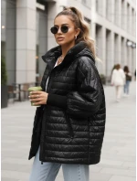Dámska prešívaná bunda s kapucňou čierna FashionStreet TY5529 Dámska prešívaná bunda s kapucňou čierna FashionStreet TY5529