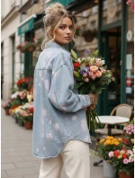 Dámska džínsová košeľová bunda modrá FashionStreet TY5600