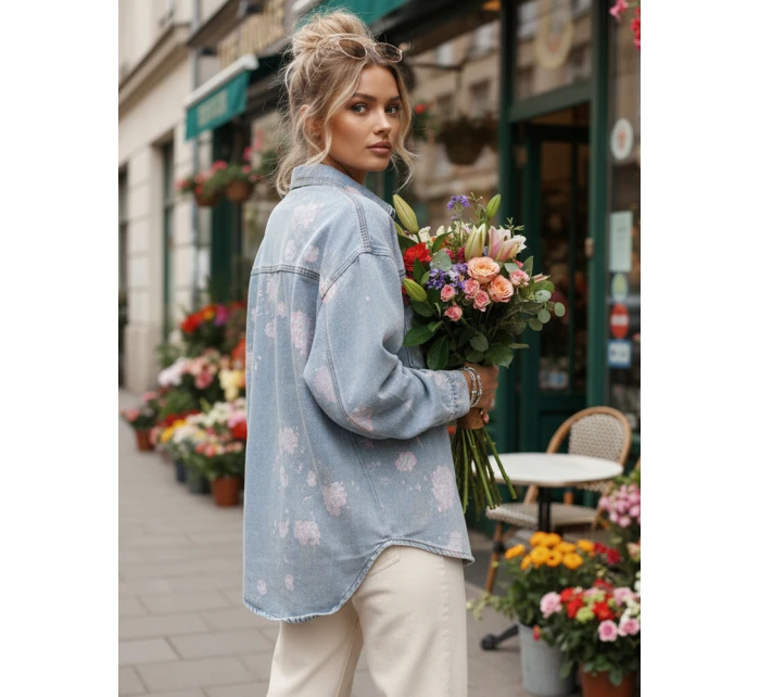 Dámska džínsová košeľová bunda modrá FashionStreet TY5600