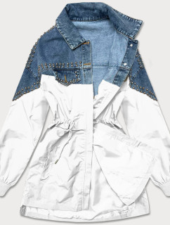Světle dámská džínová denim bunda z různých spojených materiálů model 17192493 - PREMIUM