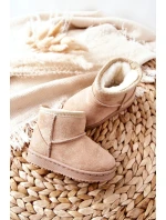 Dětské Teplé Sněhule Semišové béžové model 21598049 - Boto Dětské Teplé Sněhule Semišové béžové model 21598049 - Boto