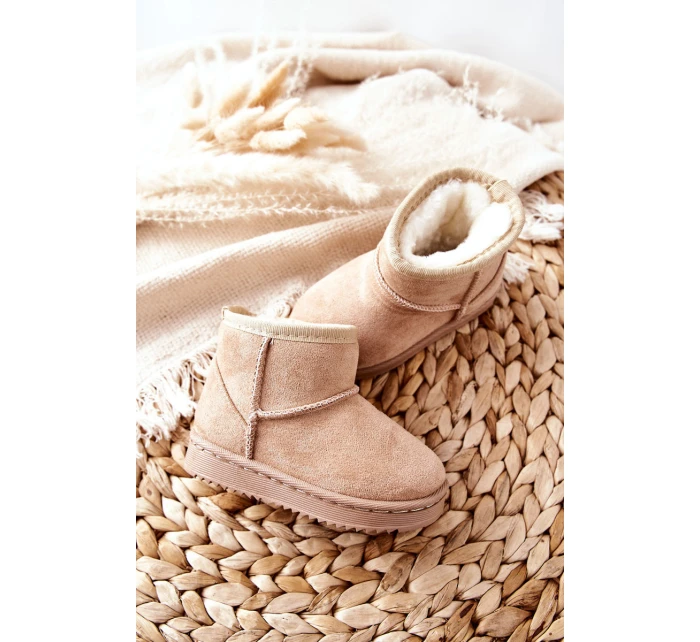 Dětské Teplé Sněhule Semišové béžové model 21598049 - Boto Dětské Teplé Sněhule Semišové béžové model 21598049 - Boto