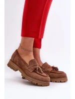 Zazoo 3469 Zamszowe Mokasyny Damskie Z Frędzlami Brązowe