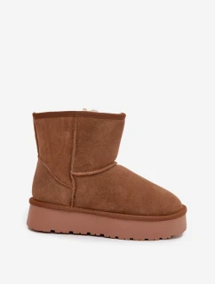 Dámske snehule na platforme Privine z prírodného semišu - ťava