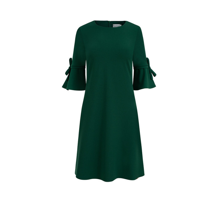 Dámske trapézové šaty v fľaškovo zelenej farbe s rozšírenými rukávmi model 6710835