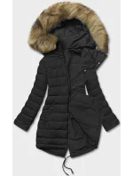 Čierna obojstranná dámska zimná bunda (2M-21508)