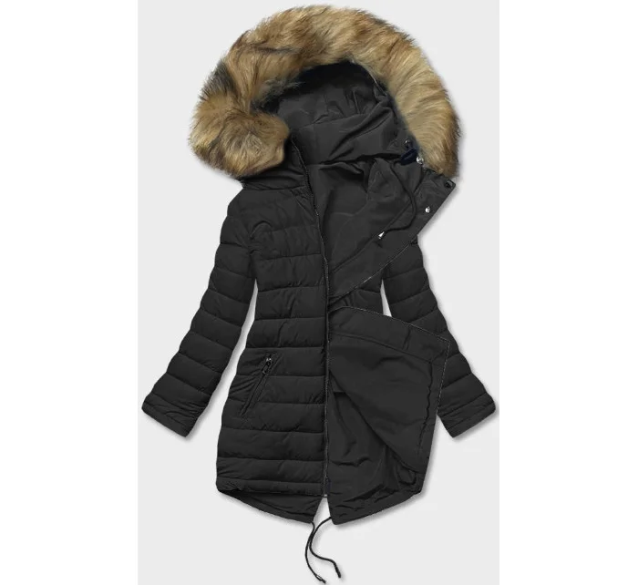Čierna obojstranná dámska zimná bunda (2M-21508)