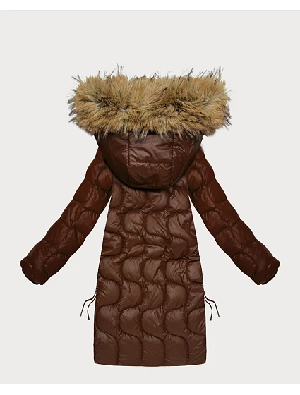 Dámská bunda v čokoládové barvě s ozdobným prošíváním model 21757942 - J.STYLE Dámská bunda v čokoládové barvě s ozdobným prošíváním model 21757942 - J.STYLE